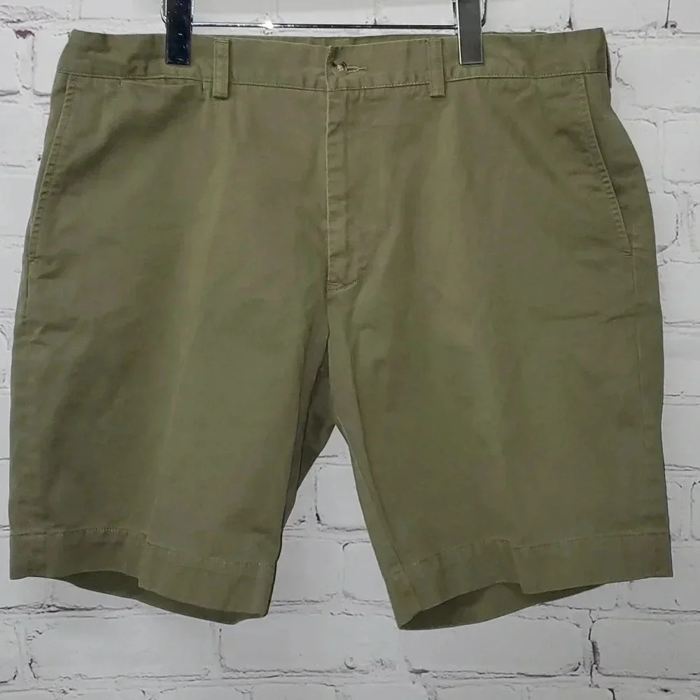 Polo Ralph Lauren Classic Fit 9" Green 100% Cotton Flat Front Shorts Size 38